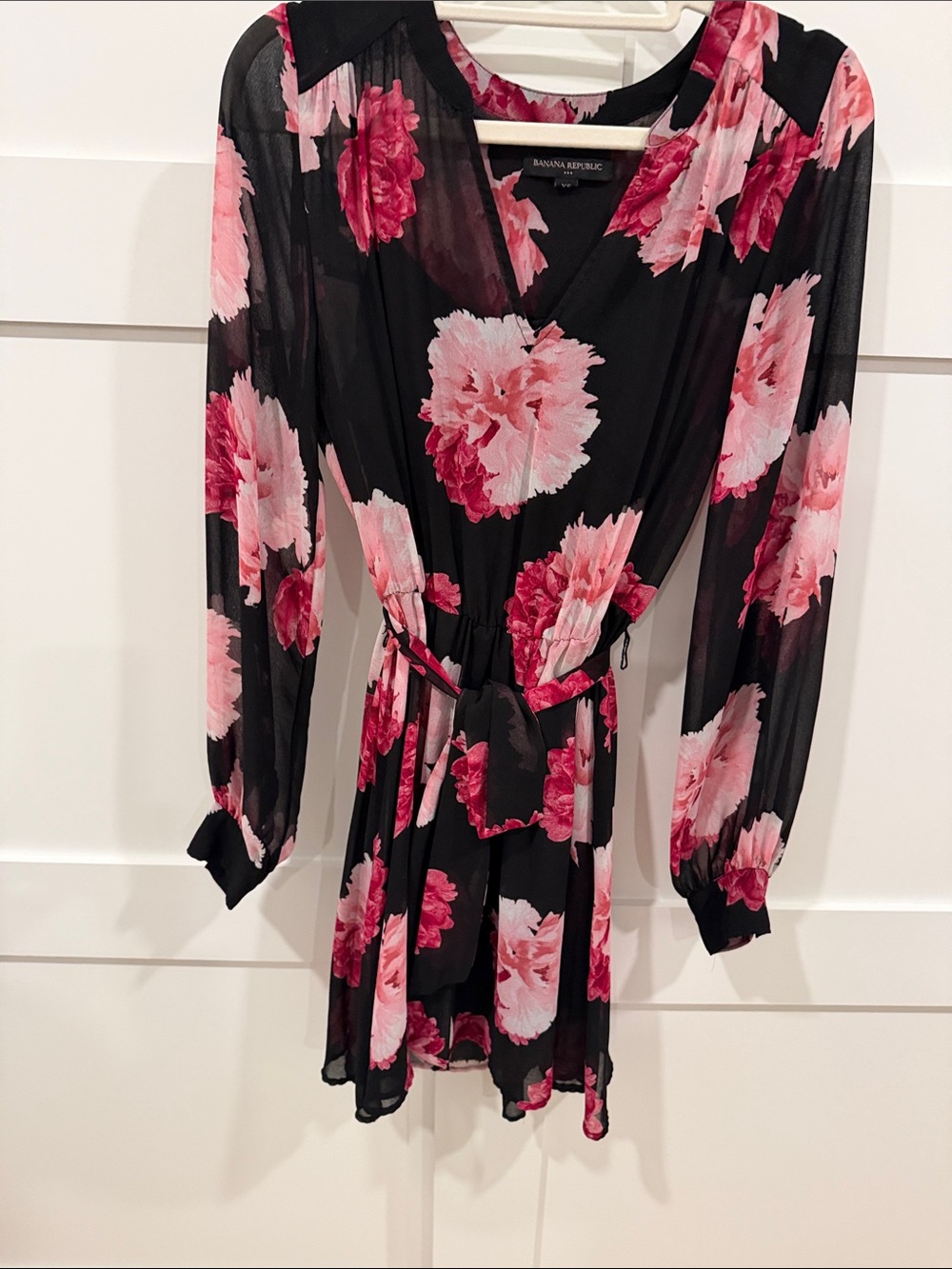 Banana Republic Black Dress with Pink Floral Print